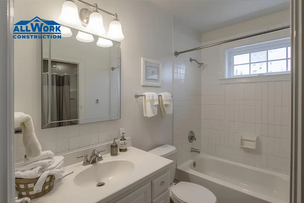 Remodeled Bathroom by All Work Construction