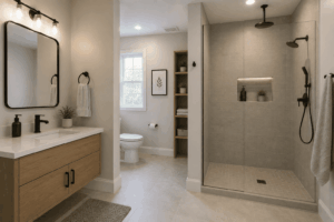 Split Zones for Better Function Bathroom Layout Idea