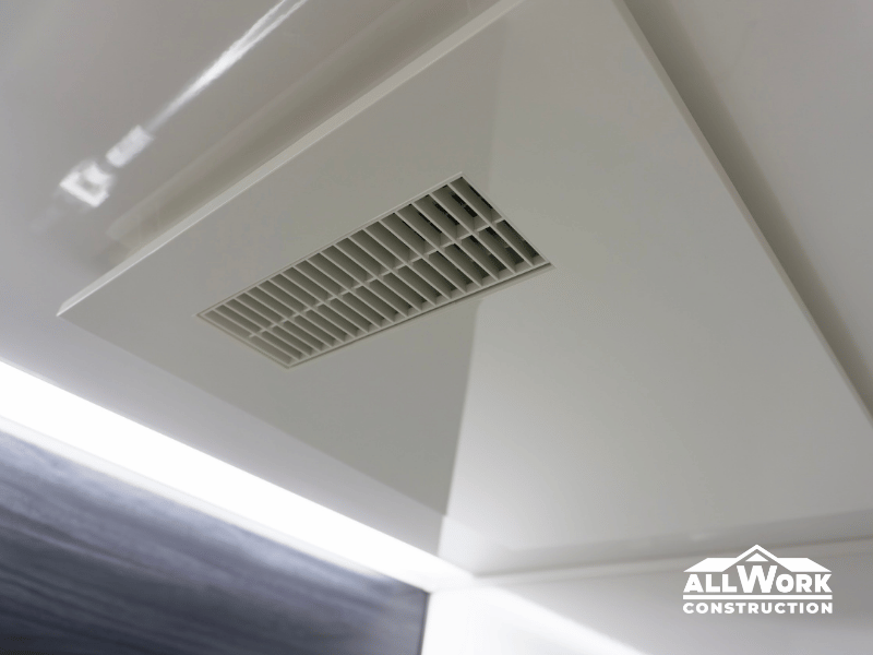Bathroom ventilation and exhaust fan in a renovated New England bathroom