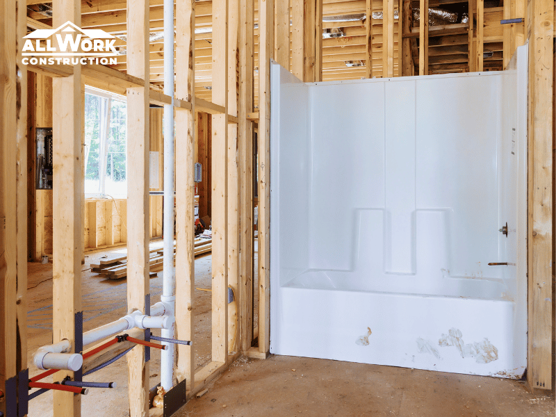 Bathtub and walk-in shower options during a bathroom remodel