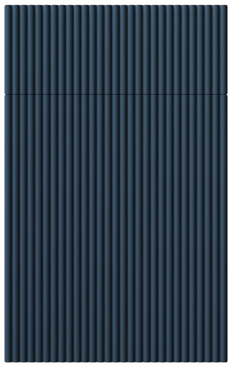 Eurocrafts Reeded kitchen cabinet front in deep navy blue with fine vertical detailing