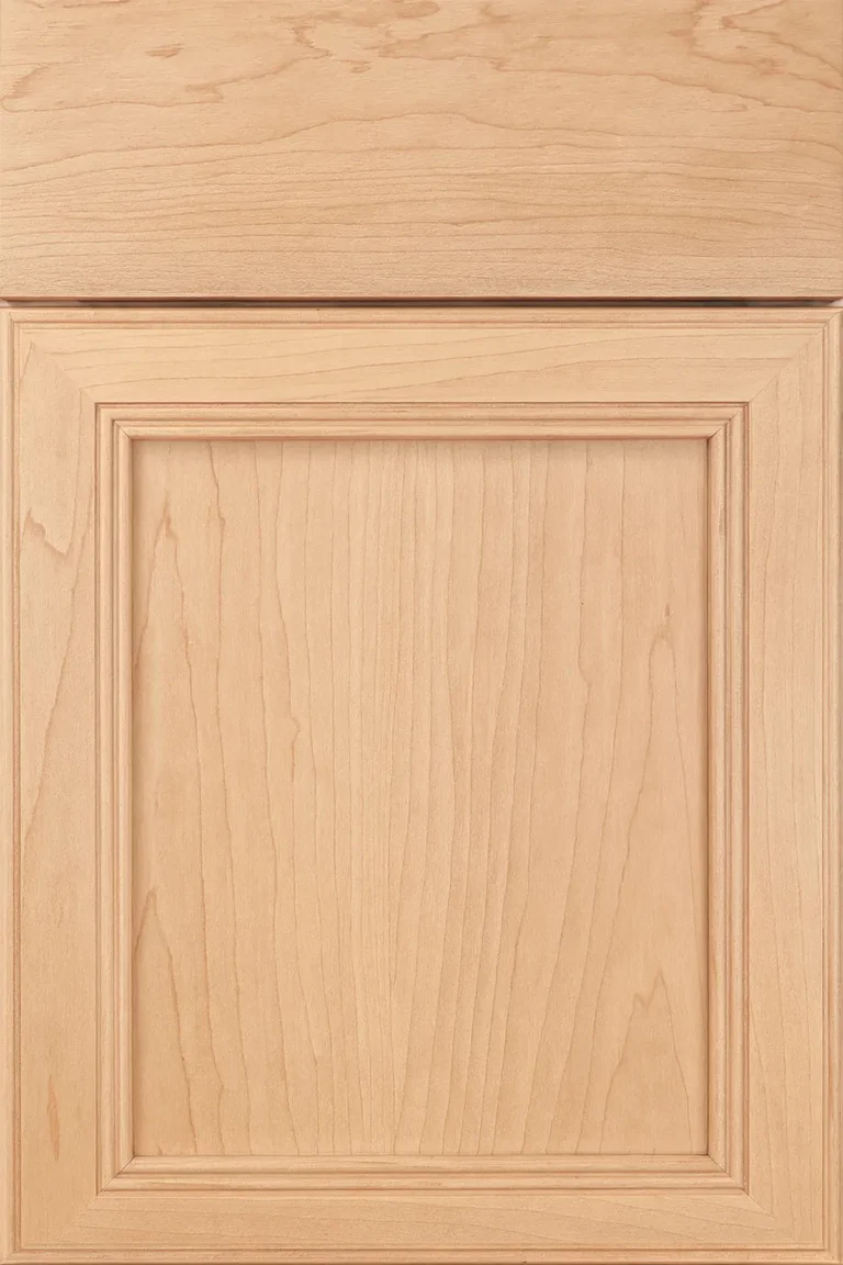 Integrity Madison kitchen cabinet door with detailed panel molding and slab drawer front