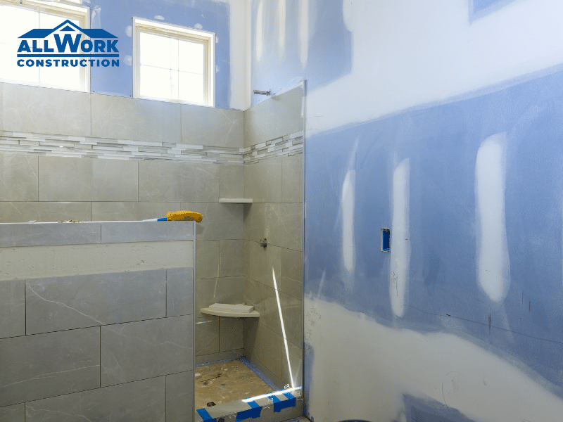 Bathroom being remodeled in stages in a New England home