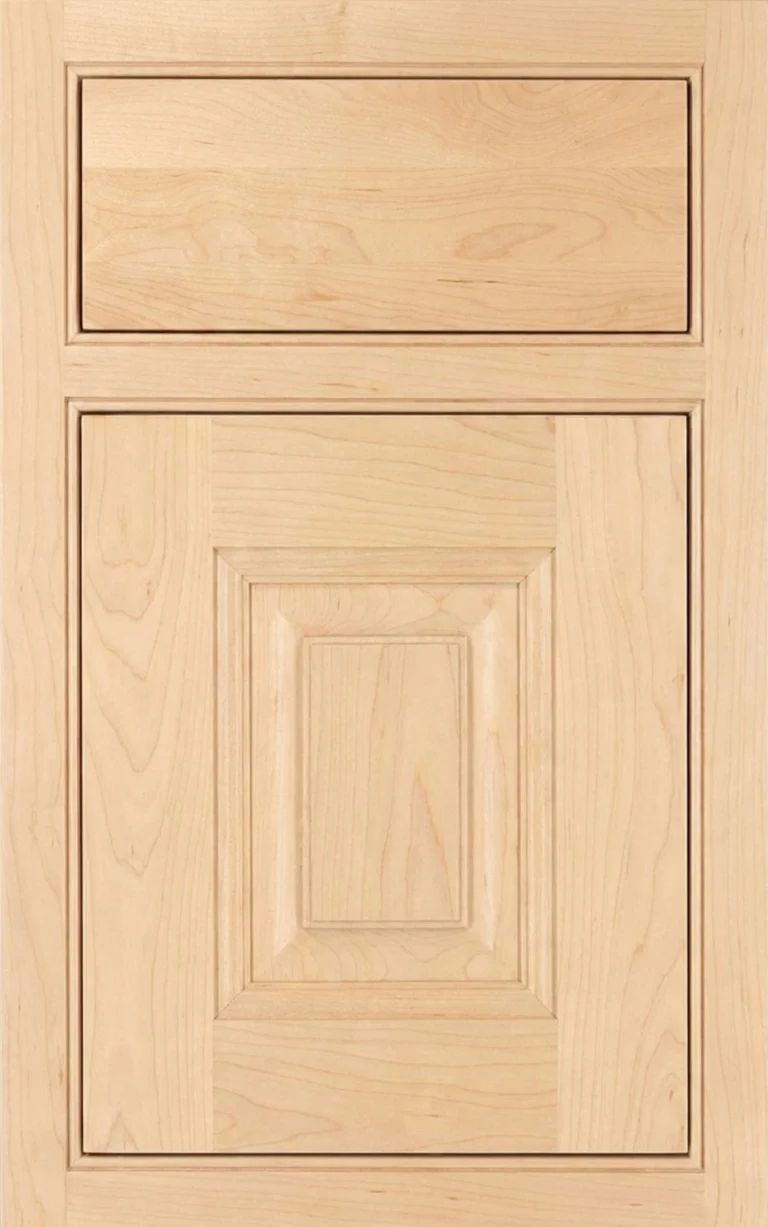 Integrity Vicksburg inset kitchen cabinet door with a raised panel and framed drawer front