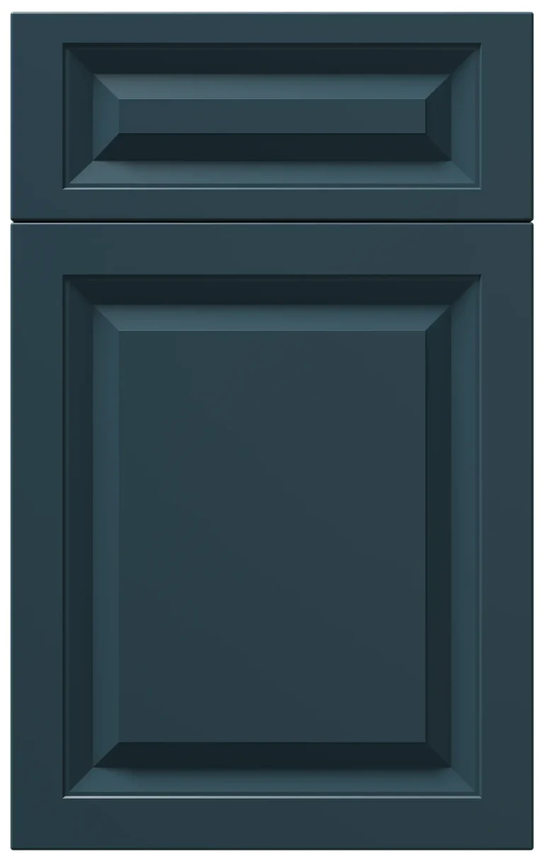 Eurocrafts Raised kitchen cabinet fronts in ocean blue with raised-panel detailing