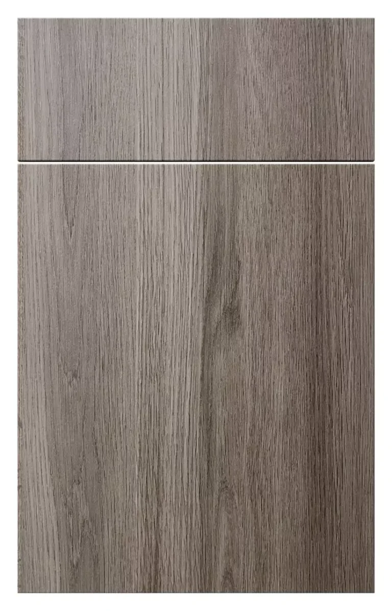 Eurocrafts Roble Eternity kitchen cabinet fronts with gray-brown wood grain