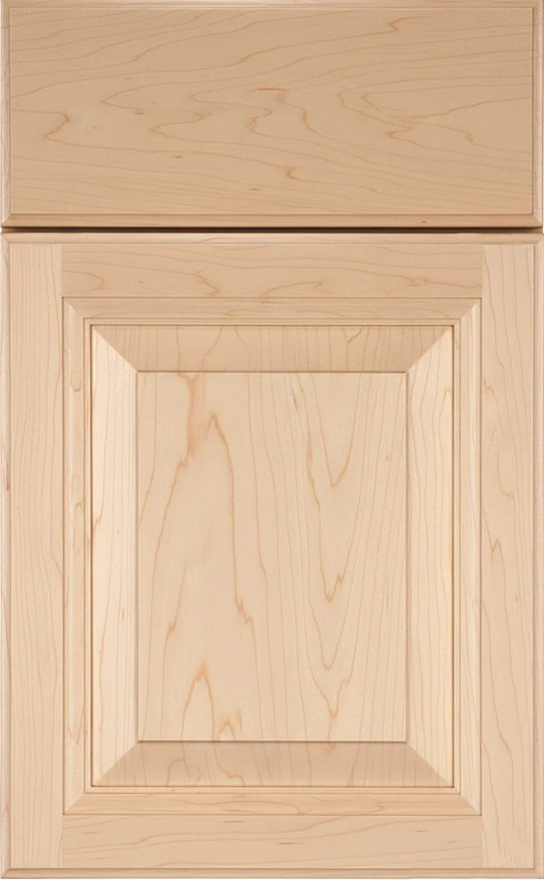 Integrity Bentley SRP kitchen cabinet door with a slanted raised panel and matching drawer front