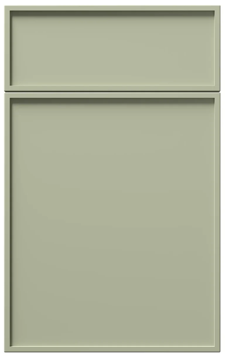 Eurocrafts Thin Shaker kitchen cabinet fronts in Clary Sage green