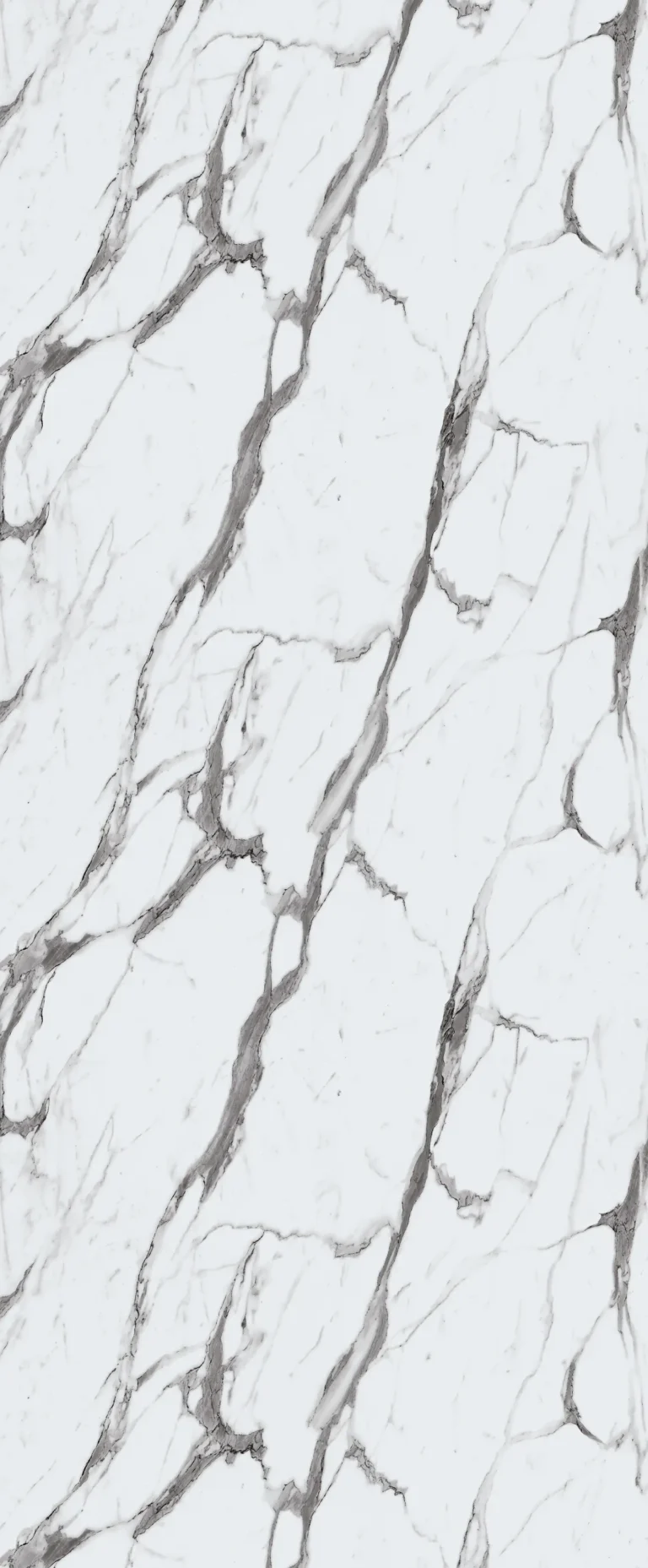 Wetwall Calacatta Saturario shower wall panel featuring a bright white marble-look finish with bold gray veining for an elegant, modern bathroom design.