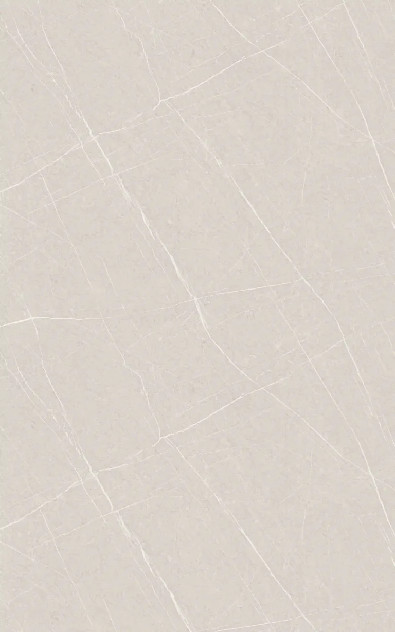 Wetwall Harmony Mist shower wall panel featuring a soft light gray-beige marble-look finish with delicate white veining for an elegant, modern bathroom design.