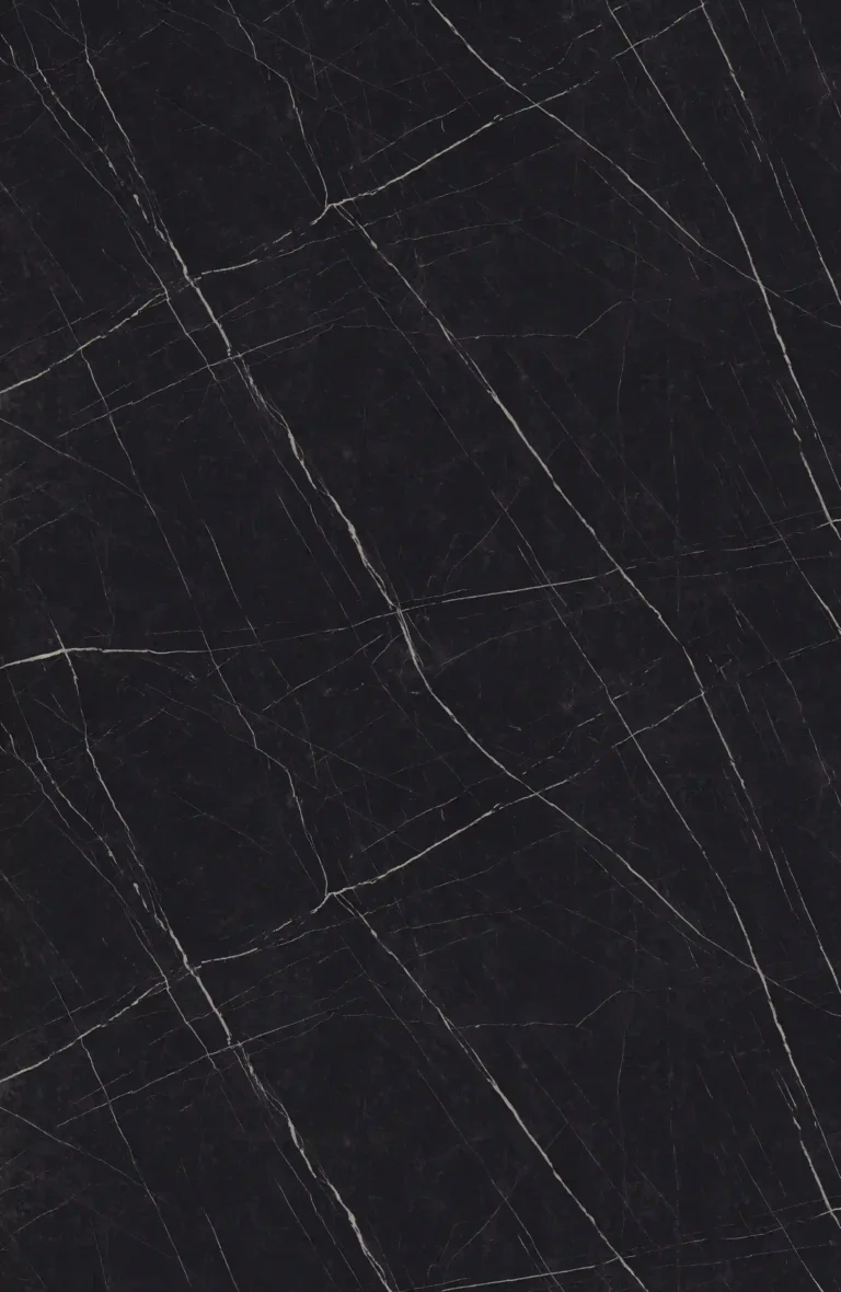 Wetwall Midnight Elegance shower wall panel featuring a deep black marble-look finish with delicate white and gray veining for a luxurious, modern bathroom design.