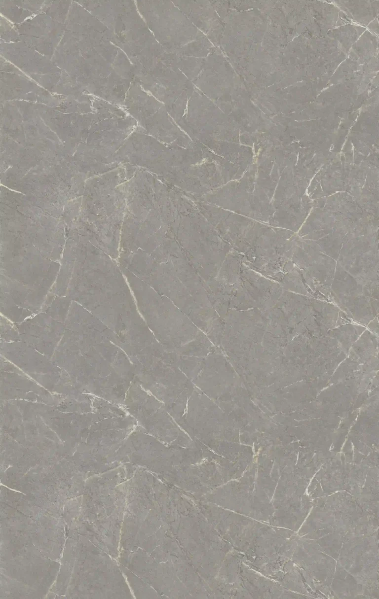 Wetwall Urban Soapstone shower wall panel featuring a sophisticated medium-gray stone-look finish with delicate white and beige veining for a modern bathroom design.